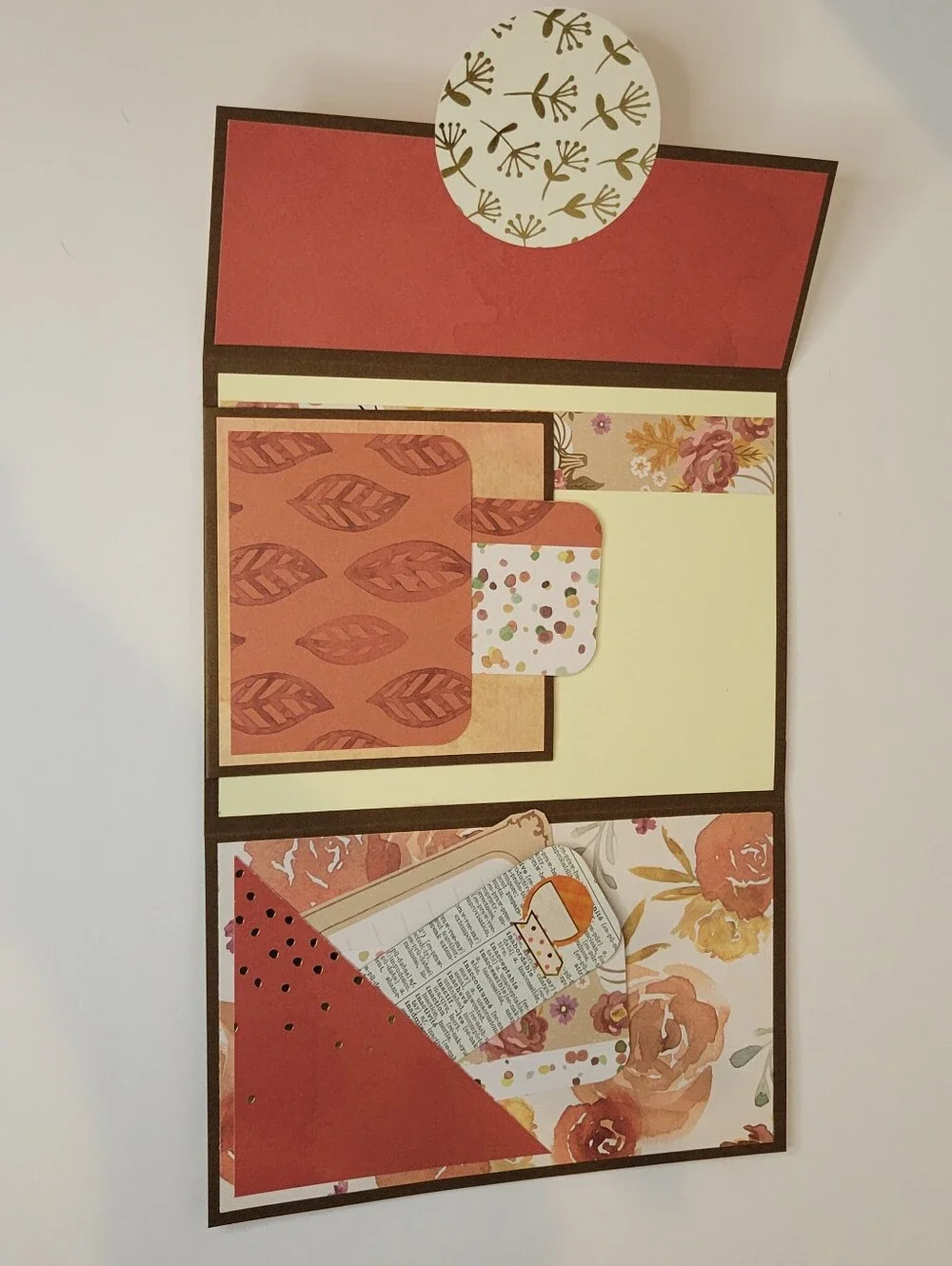 Autumn Pumpkin Floral Party Card - Orange Accent Ephemera Junk Journal Handmade